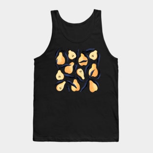 Pretty yellow pear pattern with leaves on black background Tank Top